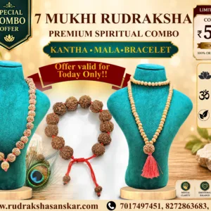 7 Mukhi Rudraksha Premium Spiritual Combo – Kantha, Mala & Bracelet